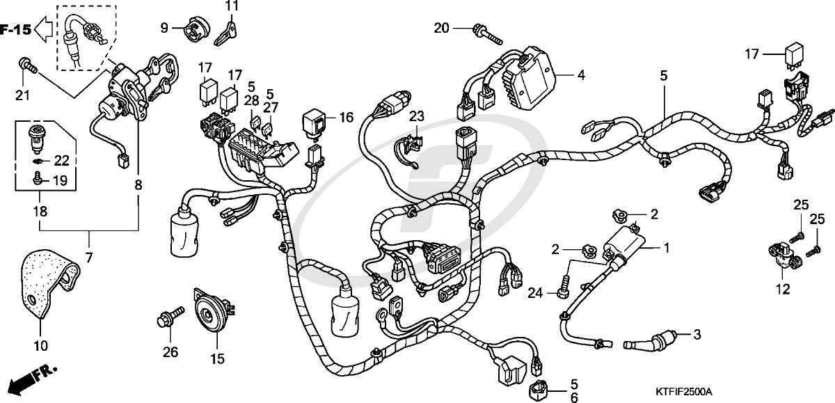 Honda SH125A 2010 WIRE HARNESS supplied next day (UK only) by Fowlers Parts