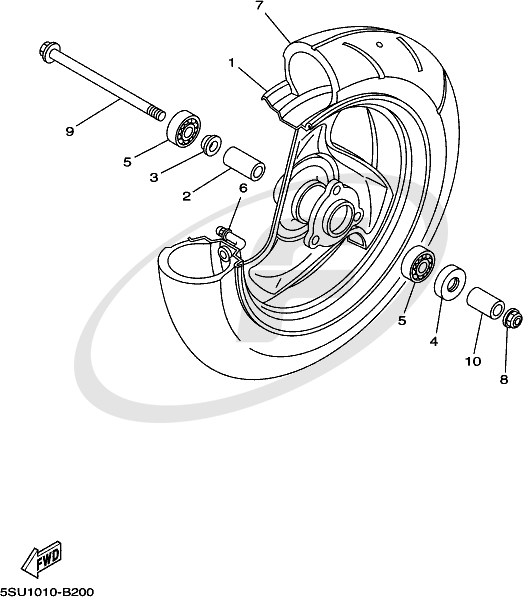 YAMAHA Axle 2RN-F5181-00 Fowlers Parts OEM Wheel 